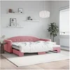 Image de Slaapbank met onderschuifbed 90x200 cm fluweel roze3197304