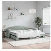 Image de Lit gigogne 222 x 110 x 75 cm en velours sans sommier de couleur