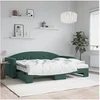 Image de Slaapbank onderschuifbed matrassen 80x200cm fluweel donkergroen3197320