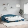 Image de Slaapbank onderschuifbed en matrassen 90x200 cm fluweel blauw3197324