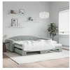 Image de Lit de jour et gigogne et matelas gris clair 100x200 cm velours 3197332