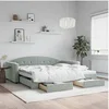 Image de Slaapbank onderschuifbed en lades 100x200 cm fluweel lichtgrijs3197356