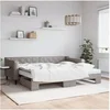 Image de Lit de jour avec gigogne et matelas taupe 90x200 cm tissu 3197447
