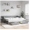 Image de Lit de jour avec gigogne et tiroirs gris clair 90x200 cm tissu 3197462