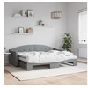 Image de Slaapbank onderschuifbed en matrassen 80x200 cm stof lichtgrijs3197543