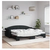 Image de Lit de jour avec gigogne et matelas noir 90x200 cm tissu 3197550