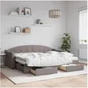 Image de Slaapbank met onderschuifbed en lades 80x200 cm stof taupe3197564