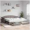 Image de Slaapbank met onderschuifbed en lades 100x200 cm stof taupe3197574
