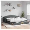 Image de Slaapbank onderschuifbed en lades 90x200 cm stof donkergrijs3197585