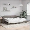 Image de Lit de jour avec lit gigogne taupe 90x200 cm tissu 3197637