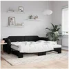 Image de Slaapbank met onderschuifbed 100x200 cm stof zwart3197641