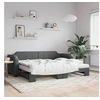 Image de Lit de jour avec gigogne et matelas gris foncé 80x200 cm tissu 3197648
