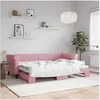 Image de Slaapbank met onderschuifbed 80x200 cm fluweel roze3197767