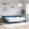Image de Slaapbank onderschuifbed en matrassen 80x200 cm fluweel blauw3197787