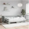 Image de Lit de jour avec gigogne et matelas gris clair 80x200cm velours 3197788