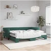 Image de Slaapbank onderschuifbed matrassen 90x200cm fluweel donkergroen3197797