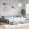 Image de Slaapbank onderschuifbed en lades 90x200 cm fluweel lichtgrijs3197819