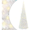 Image de Sapin de Noël Artificiel escamotable 200 LED, Arbre de Noël avec Lumières, Décoration de Fête Vacance Maison Intérieur Extérieur, 210 cm