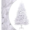 Image de Sapin de Noël artificiel à charnières avec support blanc 210 cm, arbre de Noël, arbre de Noël artificiel, ornement de Noël, décoration de Noël