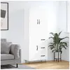 Image de Buffet Haut, Armoire avec Portes et Pieds, Meuble de Rangement, Organisateur de Salon Salle de Séjour, Moderne, Blanc Bois d'Ingénierie 3198105