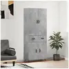 Image de Buffet haut Gris béton 69,5x34x180 cm Bois d'ingénierie3198125
