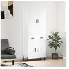 Image de Buffet Haut, Armoire de Rangement avec Pieds, Meuble de Rangement, Organisateur Salon Salle de Séjour, Moderne, Blanc Bois d'Ingénierie
