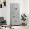 Image de Buffet Haut, Armoire de Rangement avec Pieds, Meuble de Rangement, Organisateur Salon Salle de Séjour, Moderne, Gris Béton Bois d'Ingénierie 3198157