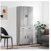 Image de Buffet Haut, Armoire de Rangement avec Pieds, Meuble de Rangement, Organisateur Salon Salle de Séjour, Moderne, Sonoma Gris Bois d'Ingénierie