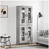Image de Hoge kast 69,5x34x180 cm bewerkt hout betongrijs3198293