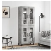 Image de Hoge kast 69,5x34x180 cm bewerkt hout betongrijs3198301