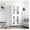 Image de Buffet Haut, Armoire avec Pieds, Meuble de Rangement, Organisateur de Salon Salle de Séjour, Moderne, Blanc Bois d'Ingénierie