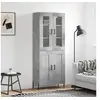 Image de Buffet Haut, Armoire de Rangement avec Pieds, Meuble de Rangement, Organisateur Salon Salle de Séjour, Moderne, Gris Béton Bois d'Ingénierie