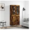 Image de Buffet haut Chêne fumé 69,5x34x180 cm Bois d'ingénierie