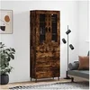 Image de Buffet Haut, Armoire de Rangement avec Pieds, Meuble de Rangement, Organisateur Salon Salle de Séjour, Moderne, Chêne Fumé Bois d'Ingénierie