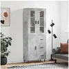 Image de Hoge kast 69,5x34x180 cm bewerkt hout betongrijs3198485
