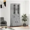 Image de Buffet Haut, Armoire de Rangement avec Pieds, Meuble de Rangement, Organisateur Salon Salle de Séjour, Moderne, Gris Béton Bois d'Ingénierie 3198541