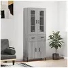 Image de Hoge kast 69,5x34x180 cm bewerkt hout grijs sonoma eikenkleurig3198543