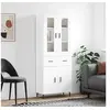 Image de Buffet Haut, Armoire de Rangement avec Pieds, Meuble de Rangement, Organisateur Salon Salle de Séjour, Moderne, Blanc Bois d'Ingénierie