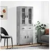 Image de Buffet Haut, Armoire de Rangement avec Pieds, Meuble de Rangement, Organisateur Salon Salle de Séjour, Moderne, Gris Béton Bois d'Ingénierie