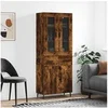 Image de Buffet Haut, Armoire de Rangement avec Pieds, Meuble de Rangement, Organisateur Salon Salle de Séjour, Moderne, Chêne Fumé Bois d'Ingénierie