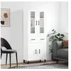 Image de Buffet Haut, Armoire de Rangement avec Pieds, Meuble de Rangement, Organisateur Salon Salle de Séjour, Moderne, Blanc Bois d'Ingénierie 3198553