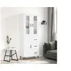 Image de Buffet haut Blanc 69,5x34x180 cm Bois d'ingénierie3198657