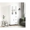 Image de Buffet Haut, Armoire de Rangement avec Pieds, Meuble de Rangement, Organisateur Salon Salle de Séjour, Moderne, Blanc Bois d'Ingénierie
