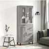 Image de Buffet Haut, Armoire de Rangement avec Pieds, Meuble de Rangement, Organisateur Salon Salle de Séjour, Moderne, Sonoma Gris Bois d'Ingénierie