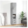 Image de Buffet Haut, Armoire avec Portes et Pieds, Meuble de Rangement, Organisateur de Salon Salle de Séjour, Moderne, Gris Béton Bois d'Ingénierie