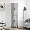 Image de Buffet haut Gris béton 34,5x34x180 cm Bois d'ingénierie 3199109