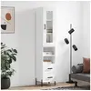 Image de Buffet haut Blanc 34,5x34x180 cm Bois d'ingénierie 3199305