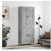 Image de Buffet Haut, Armoire de Rangement avec Pieds, Meuble de Rangement, Organisateur Salon Salle de Séjour, Gris Béton Bois d'Ingénierie