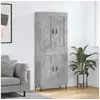 Image de Buffet Haut, Armoire de Rangement avec Pieds, Meuble de Rangement, Organisateur Salon Salle de Séjour, Gris Béton Bois d'Ingénierie