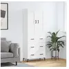 Image de Buffet Haut, Armoire de Rangement avec Pieds, Meuble de Rangement, Organisateur Salon Salle de Séjour, Industriel, Blanc Bois d'Ingénierie